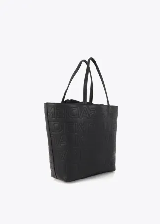 Deconstructed tote bag with monogram topstitching