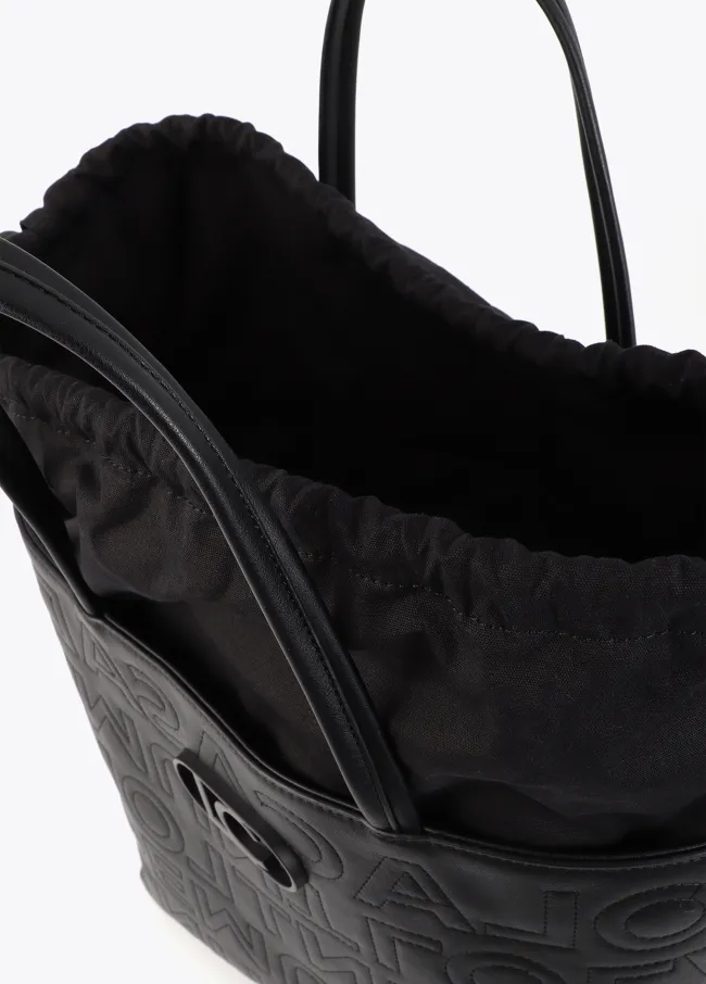 Deconstructed tote bag with monogram topstitching