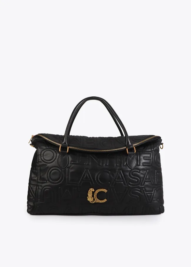 Weekend bag with topstitched logo
