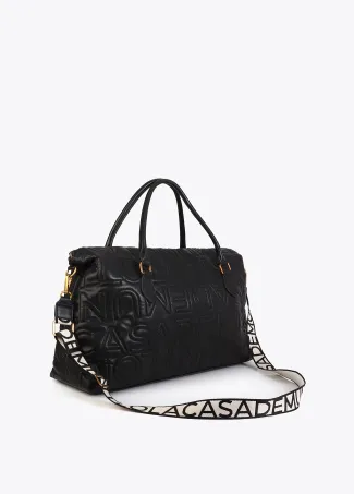 Weekend bag with topstitched logo