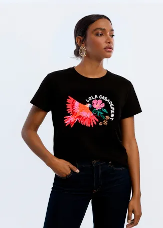 Camiseta loro con plumas