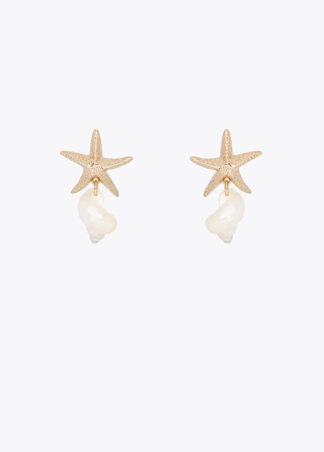 Pendiente maxi estrella caracola natural