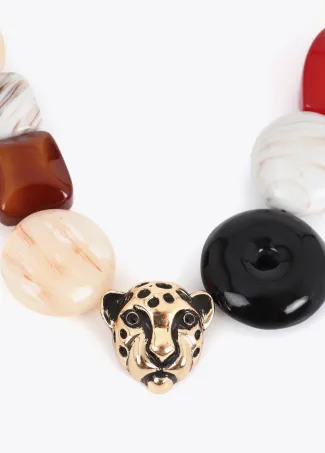 Collar corto cadena con detalles acrílicos multicolor