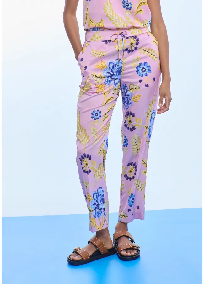 Jogger satinado estampado flores