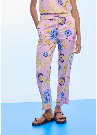 Jogger satinado estampado flores