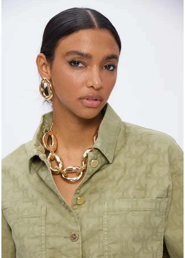 Sobrecamisa manga corta jacquard