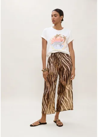 Animal print T-shirt with palm trees