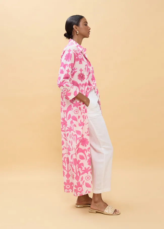 Vestido manga larga estampado flores