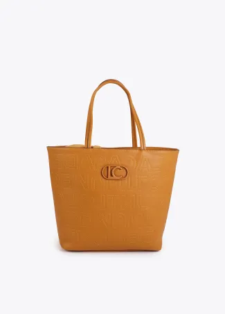 Deconstructed tote bag with monogram topstitching