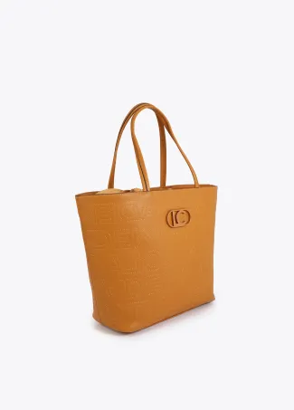 Deconstructed tote bag with monogram topstitching