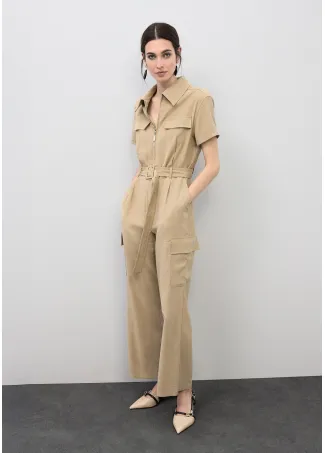 Short sleeved cargo playsuit
