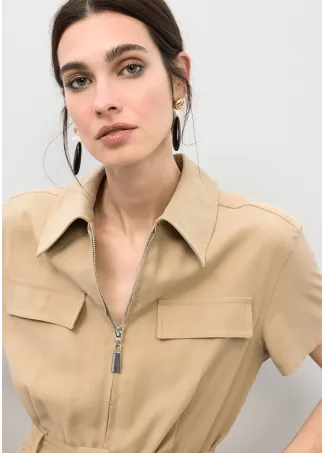 Short sleeved cargo playsuit