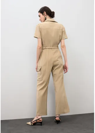 Short sleeved cargo playsuit