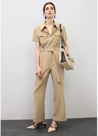 Short sleeved cargo playsuit