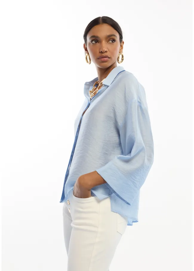 Oversize linen short sleeved shirt