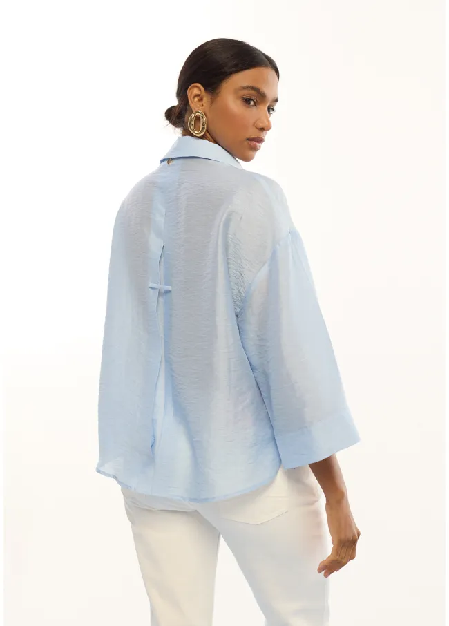 Oversize linen short sleeved shirt