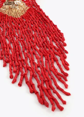 Collar cascada beads coral