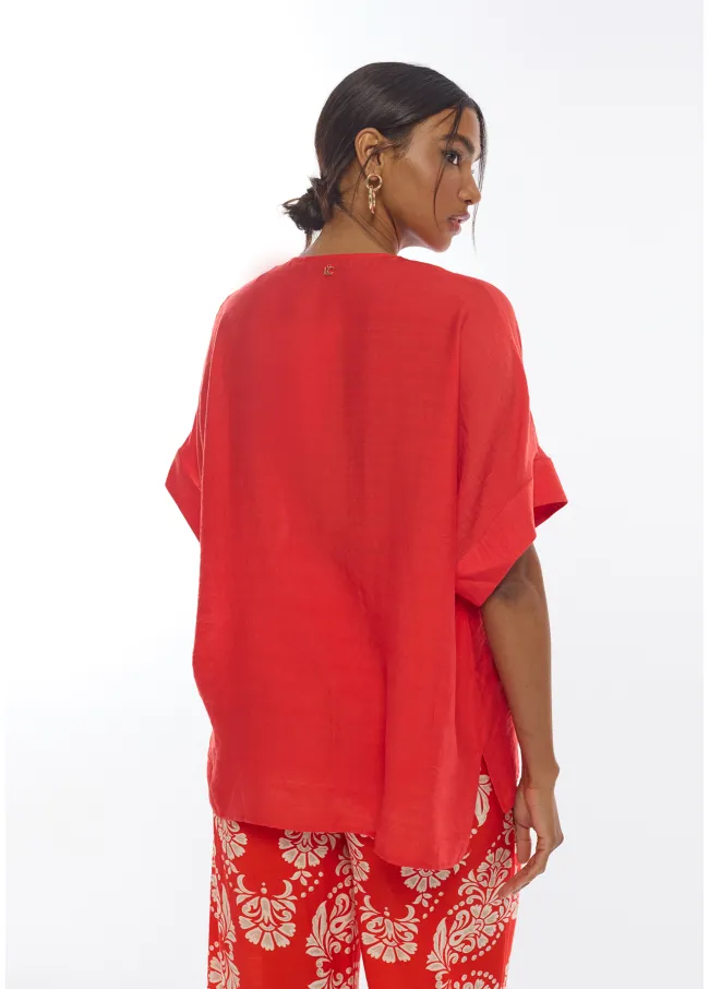 Short sleeved V-neck blouse