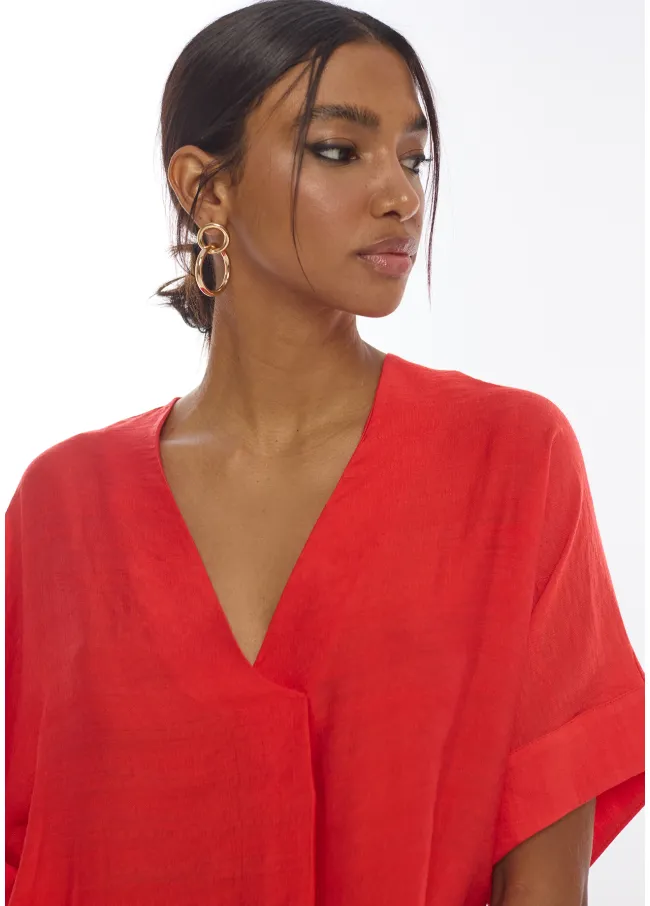 Short sleeved V-neck blouse