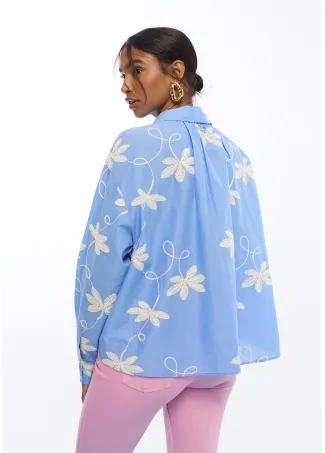 Cotton shirt with floral embroidery