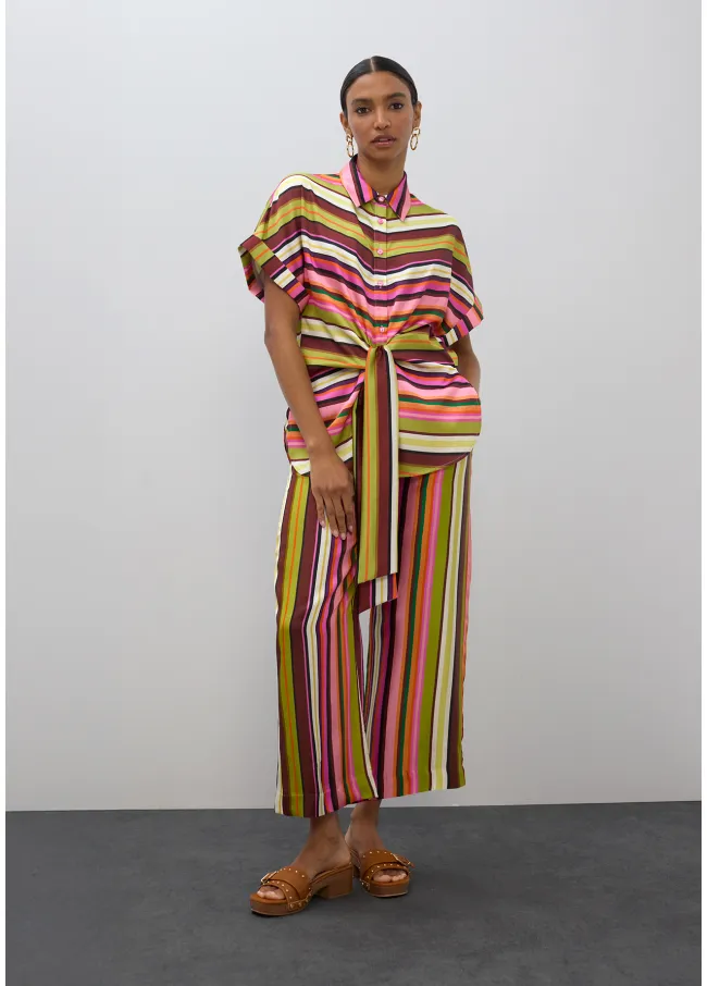 Culotte satinado print multirayas