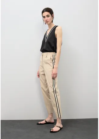 Straight-leg trousers with striped side bands