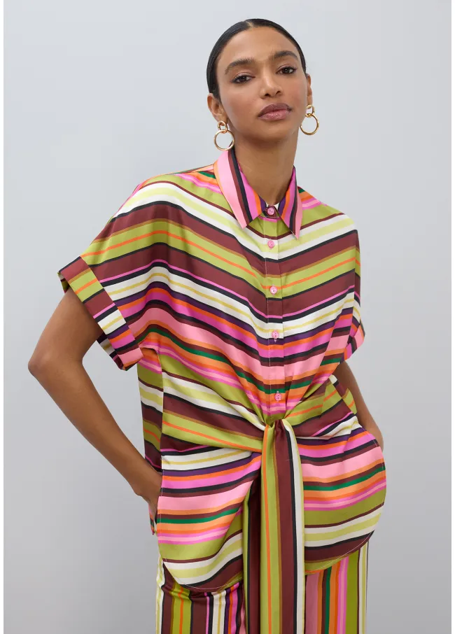 Blusa cinturón print multirayas