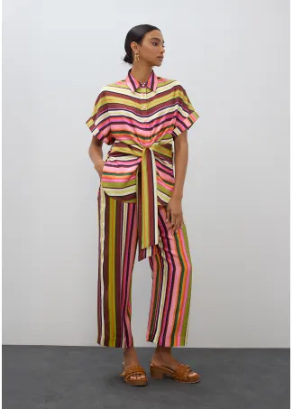 Blusa cinturón print multirayas