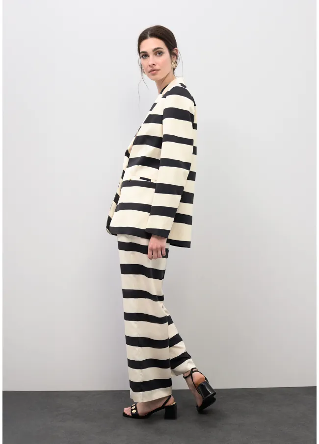 Satin culottes with horizontal stripes