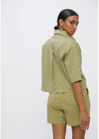 Twill jacquard Bermuda shorts with logo print