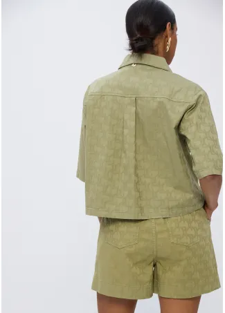 Twill jacquard Bermuda shorts with logo print