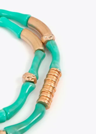 Pack collares con piezas metálicas efecto bambú