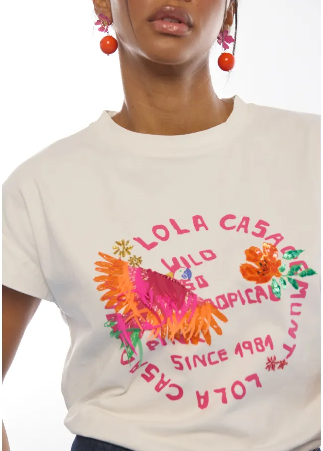 Parrot T-shirt with feathers