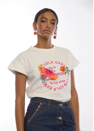 Camiseta loro con plumas