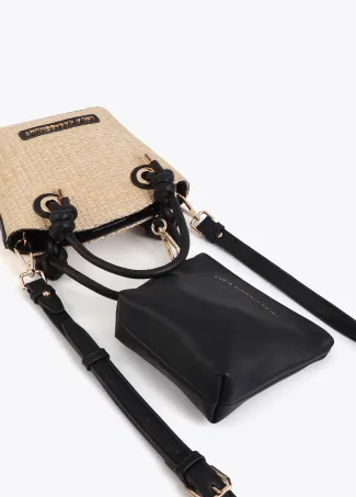 Bolsito efecto rafia combinada con efecto piel