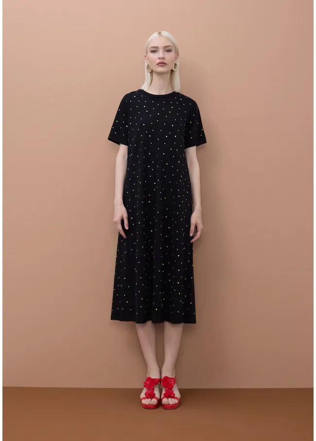 Vestido manga corta tachas