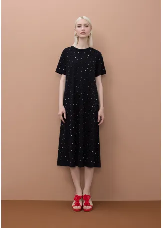 Vestido manga corta tachas