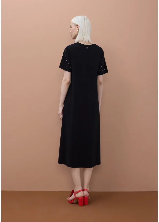 Vestido manga corta tachas