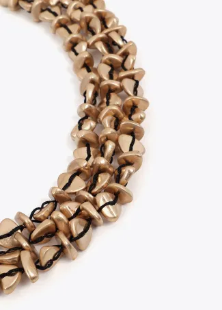 Multi-strand necklace with stone bead appliqués