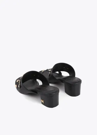 Sandalia tacón con detalle cabeza de leopardo