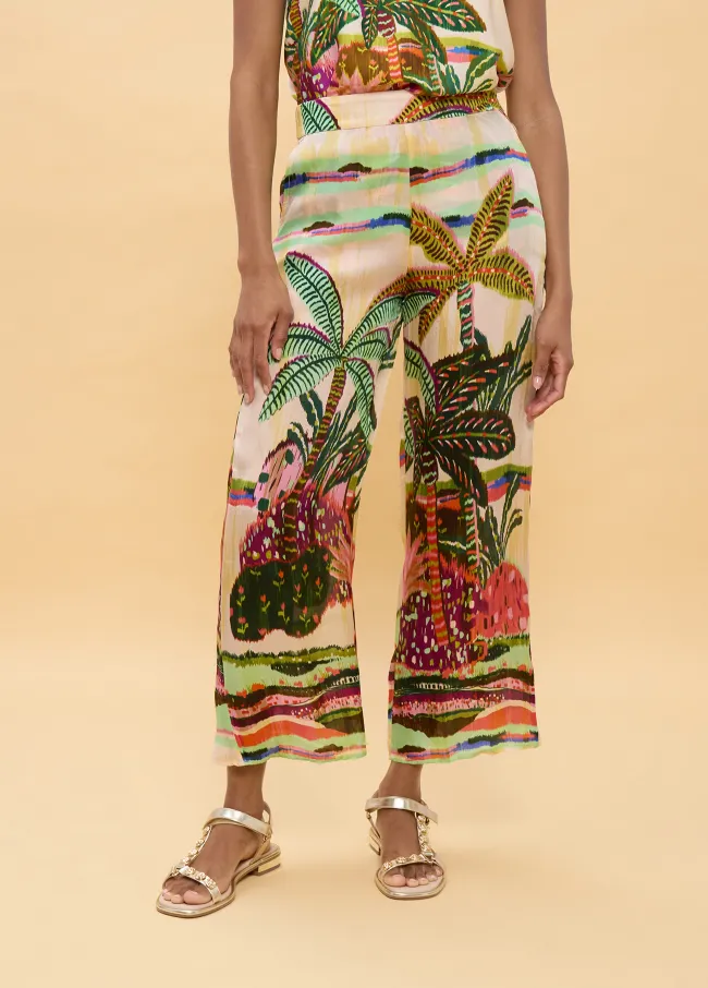 Multicoloured palm tree print trousers