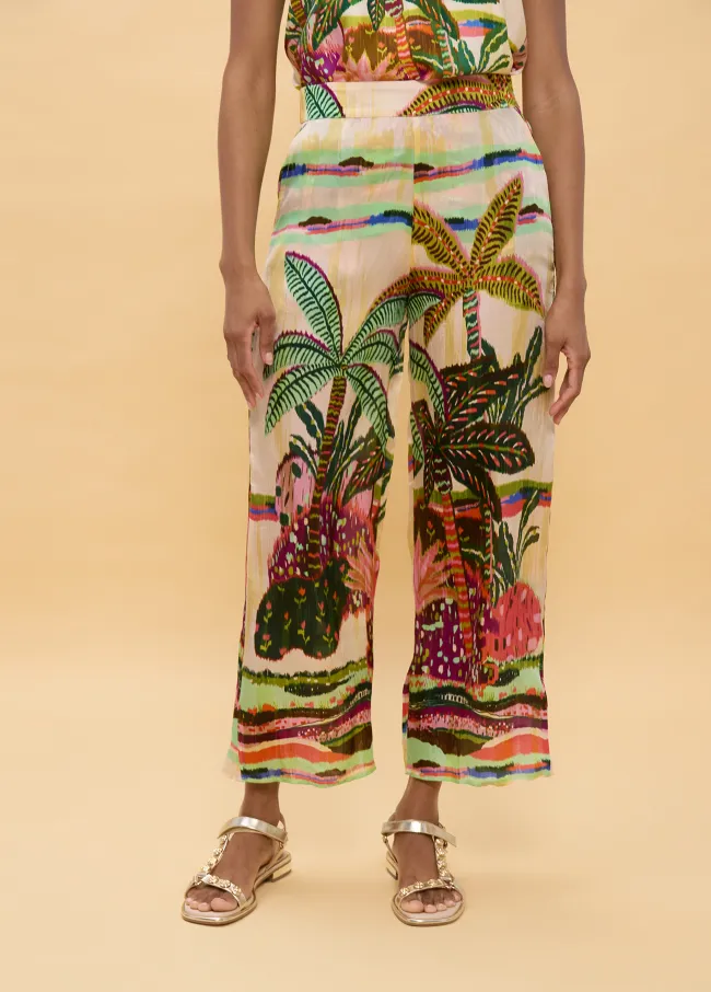 pantalón estampado palmeras multicolor