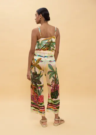 pantalón estampado palmeras multicolor