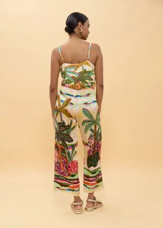 Top lencero estampado palmeras multicolor