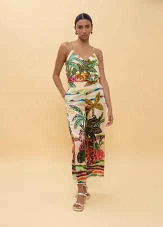 Top lencero estampado palmeras multicolor