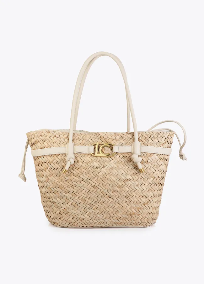 Tote bag with straps and faux leather details