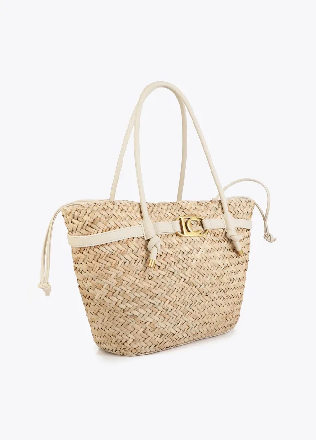 Tote bag with straps and faux leather details