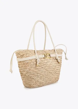 Tote bag with straps and faux leather details
