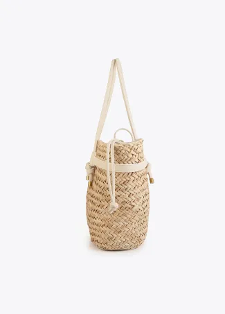 Tote bag with straps and faux leather details