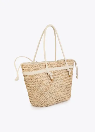 Tote bag with straps and faux leather details